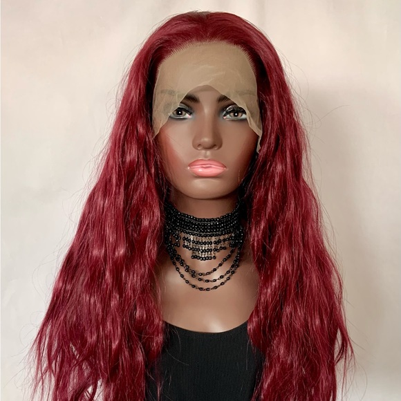 Gorgeous 24” Burgundy Premium Fiber 13x2.5 Lace Front Wig for Events or Daily 🌺 - Picture 6 of 16